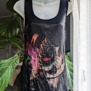 EUC - Iron Fist Gypsy Dreams Printed Sequin Tank Top